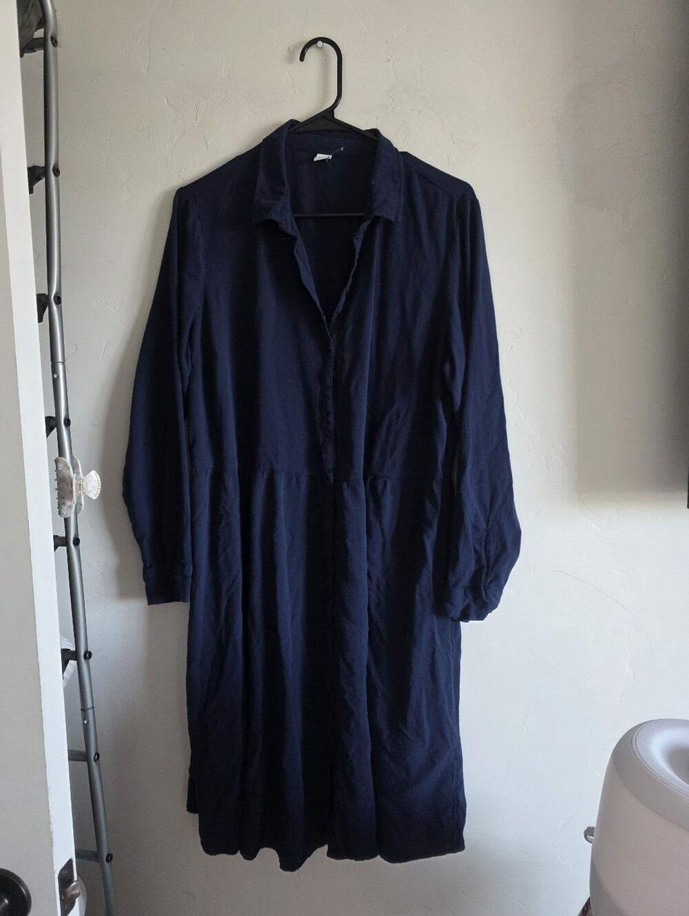 Old Navy Navy Long-Sleeve Button-Front Shirt Dress